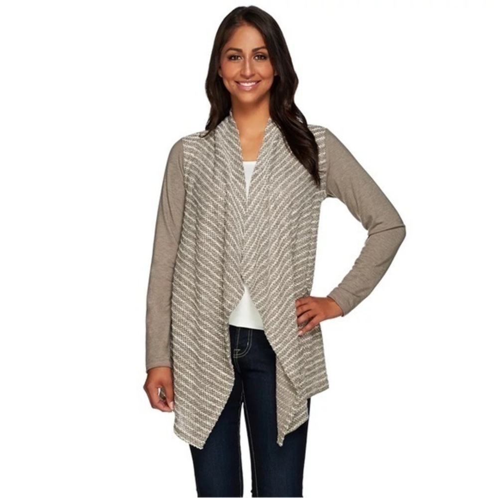 LOGO size XS neutral color open front cardigan sweater